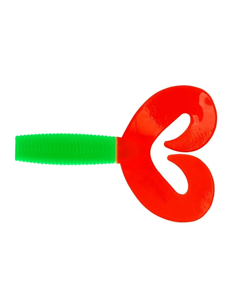 Твистер Credo Double Tail 3.54", 9см, Lime & Red Твистер Credo Double Tail 3.54", 9см, Lime & Red